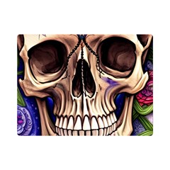 Retro Gothic Skull With Flowers - Cute And Creepy Premium Plush Fleece Blanket (mini) by GardenOfOphir