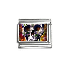 Cute Sugar Skull With Flowers - Day Of The Dead Italian Charm (9mm) by GardenOfOphir