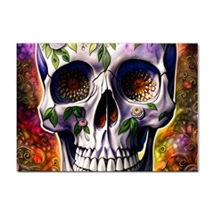 Cute Sugar Skull With Flowers - Day Of The Dead Sticker A4 (100 Pack)