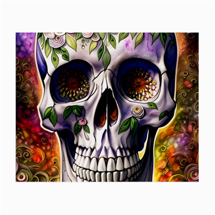 Cute Sugar Skull With Flowers - Day Of The Dead Small Glasses Cloth (2 Sides)