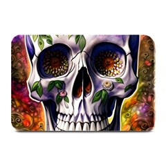 Cute Sugar Skull With Flowers - Day Of The Dead Plate Mats by GardenOfOphir