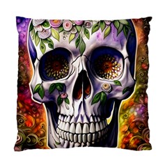 Cute Sugar Skull With Flowers - Day Of The Dead Standard Cushion Case (two Sides) by GardenOfOphir