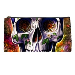 Cute Sugar Skull With Flowers - Day Of The Dead Pencil Case by GardenOfOphir