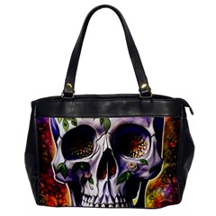 Cute Sugar Skull With Flowers - Day Of The Dead Oversize Office Handbag by GardenOfOphir