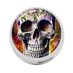 Cute Sugar Skull With Flowers - Day Of The Dead 4-port Usb Hub (one Side) by GardenOfOphir