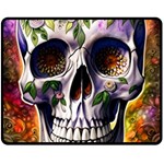 Cute Sugar Skull With Flowers - Day Of The Dead Fleece Blanket (Medium) 60 x50  Blanket Front