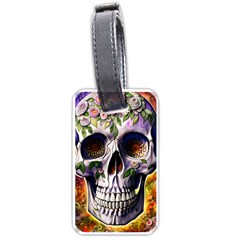 Cute Sugar Skull With Flowers - Day Of The Dead Luggage Tag (one Side) by GardenOfOphir