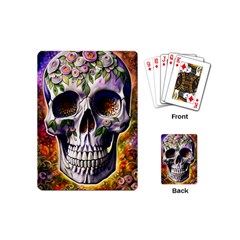 Cute Sugar Skull With Flowers - Day Of The Dead Playing Cards Single Design (mini)