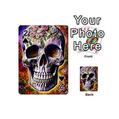 Cute Sugar Skull With Flowers - Day Of The Dead Playing Cards 54 Designs (mini)