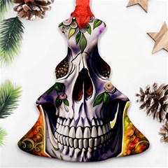 Cute Sugar Skull With Flowers - Day Of The Dead Ornament (christmas Tree) 