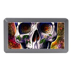 Cute Sugar Skull With Flowers - Day Of The Dead Memory Card Reader (mini) by GardenOfOphir