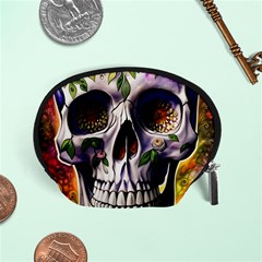 Cute Sugar Skull With Flowers - Day Of The Dead Accessory Pouch (small) by GardenOfOphir