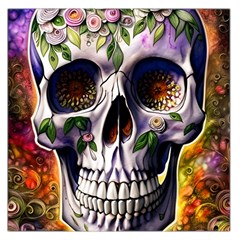 Cute Sugar Skull With Flowers - Day Of The Dead Square Satin Scarf (36  X 36 ) by GardenOfOphir