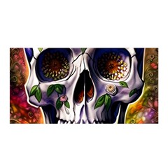 Cute Sugar Skull With Flowers - Day Of The Dead Satin Wrap 35  X 70  by GardenOfOphir