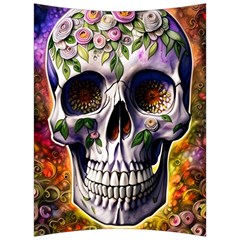 Cute Sugar Skull With Flowers - Day Of The Dead Back Support Cushion by GardenOfOphir