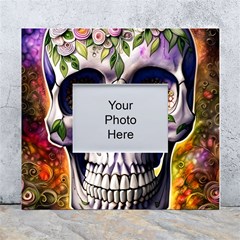 Cute Sugar Skull With Flowers - Day Of The Dead White Wall Photo Frame 5  X 7  by GardenOfOphir