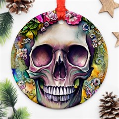 Skull And Bones Retro Ornament (round) by GardenOfOphir