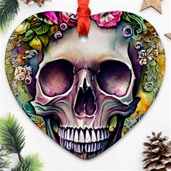 Skull And Bones Retro Ornament (heart)