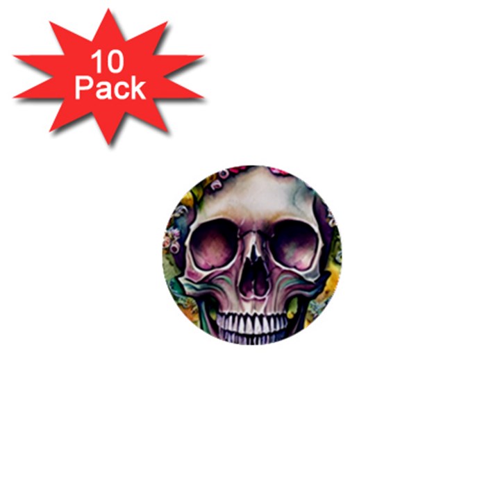 Skull And Bones Retro 1  Mini Buttons (10 pack) 