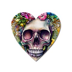 Skull And Bones Retro Heart Magnet by GardenOfOphir