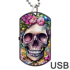 Skull And Bones Retro Dog Tag Usb Flash (one Side) by GardenOfOphir