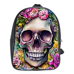 Skull And Bones Retro School Bag (xl) by GardenOfOphir