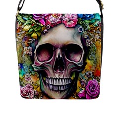 Skull And Bones Retro Flap Closure Messenger Bag (l) by GardenOfOphir