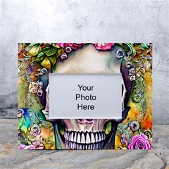 Skull And Bones Retro White Tabletop Photo Frame 4 x6  by GardenOfOphir