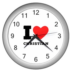 I Love Christian Wall Clock (silver) by ilovewhateva