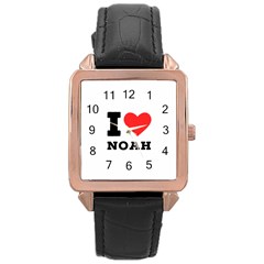 I Love Noah Rose Gold Leather Watch  by ilovewhateva