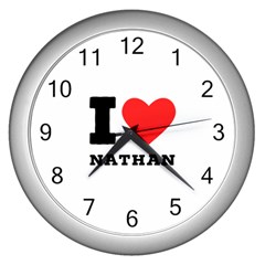 I Love Nathan Wall Clock (silver) by ilovewhateva