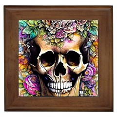 Skeleton Skull Cottagecore Framed Tile by GardenOfOphir