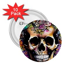 Skeleton Skull Cottagecore 2 25  Buttons (10 Pack)  by GardenOfOphir