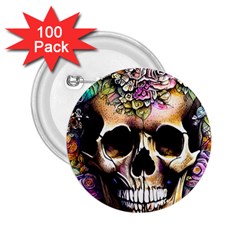 Skeleton Skull Cottagecore 2 25  Buttons (100 Pack)  by GardenOfOphir