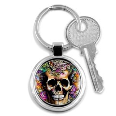 Skeleton Skull Cottagecore Key Chain (round) by GardenOfOphir