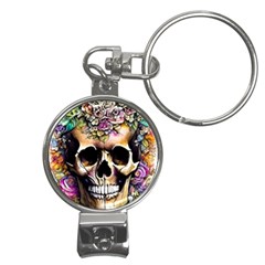 Skeleton Skull Cottagecore Nail Clippers Key Chain by GardenOfOphir