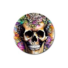 Skeleton Skull Cottagecore Magnet 3  (round) by GardenOfOphir