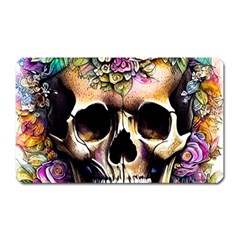 Skeleton Skull Cottagecore Magnet (rectangular) by GardenOfOphir