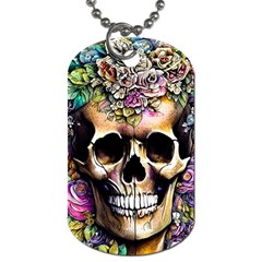 Skeleton Skull Cottagecore Dog Tag (one Side) by GardenOfOphir