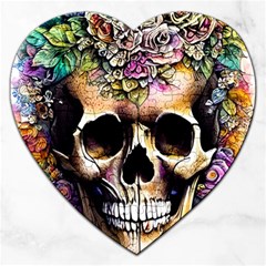 Skeleton Skull Cottagecore Jigsaw Puzzle (heart) by GardenOfOphir