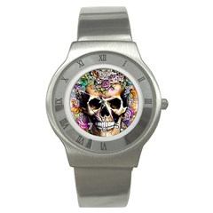 Skeleton Skull Cottagecore Stainless Steel Watch by GardenOfOphir