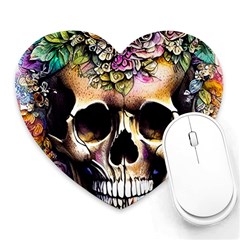 Skeleton Skull Cottagecore Heart Mousepad by GardenOfOphir