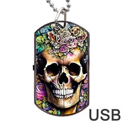 Skeleton Skull Cottagecore Dog Tag Usb Flash (two Sides) by GardenOfOphir