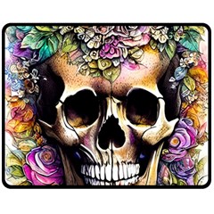 Skeleton Skull Cottagecore Two Sides Fleece Blanket (medium) by GardenOfOphir