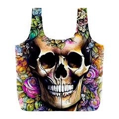 Skeleton Skull Cottagecore Full Print Recycle Bag (l) by GardenOfOphir