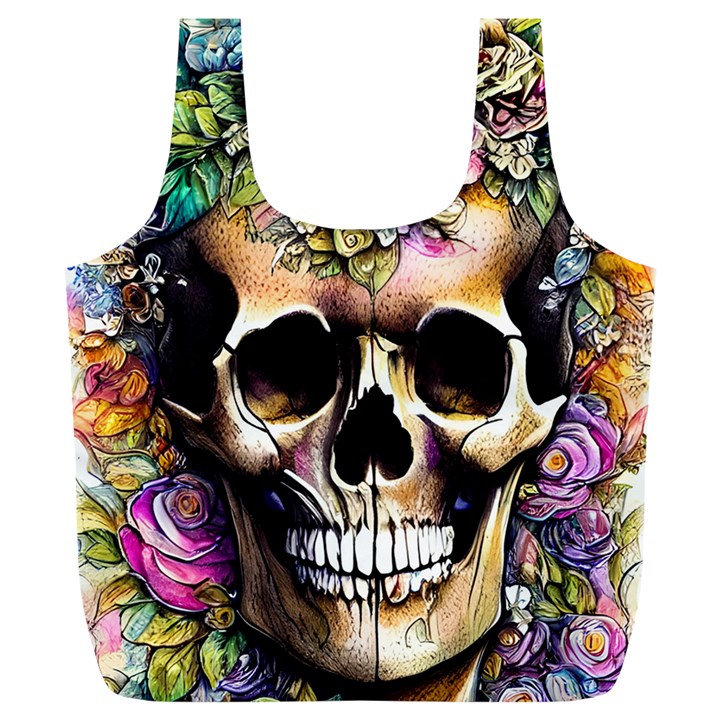 Skeleton Skull Cottagecore Full Print Recycle Bag (XL)