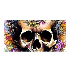 Skeleton Skull Cottagecore Satin Wrap 35  X 70  by GardenOfOphir