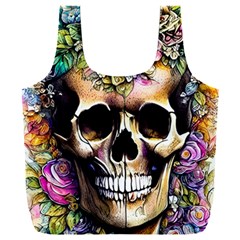 Skeleton Skull Cottagecore Full Print Recycle Bag (xxl) by GardenOfOphir