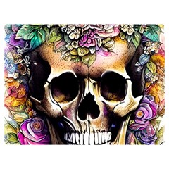 Skeleton Skull Cottagecore Two Sides Premium Plush Fleece Blanket (extra Small)