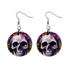 Cute Skulls And Bones Mini Button Earrings by GardenOfOphir